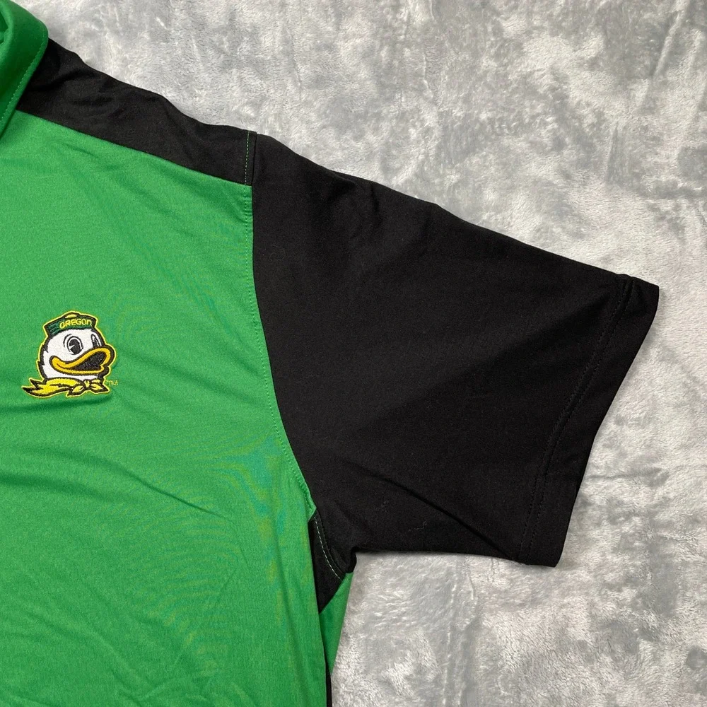 Box Seat Oregon Ducks Polo Mens XL Green Black Colorblock Performance Shirt